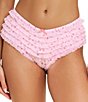 HONEYDEW Rumba Mesh Tiered Ruffled Heart Print Cheeky Hipster Panty, Color:Marzipan Hearts - Image 1