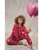 HONEYDEW Star Seeker Lounge Knit Heart Print Top & Joggers Pajama Set, Color:Cherry Hearts - Image 4
