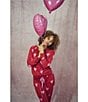 HONEYDEW Star Seeker Lounge Knit Heart Print Top & Joggers Pajama Set, Color:Cherry Hearts - Image 6