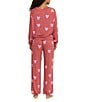 HONEYDEW Star Seeker Lounge Knit Heart Print Top & Joggers Pajama Set, Color:Cherry Hearts - Image 2