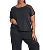 Honeylove Blisswear Short Sleeve Coordinating Top, Color:Midnight - Image 3
