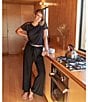 Honeylove Blisswear Short Sleeve Coordinating Top, Color:Midnight - Image 6