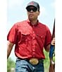 Hooey Short Sleeve SOL Solid Red Traditional Western Pearl Snap Shirt - Image 3