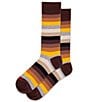 Color:Brown - Image 1 - Ombre Stripe Crew Socks