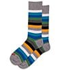 Color:Grey Heather - Image 1 - Ombre Stripe Crew Socks