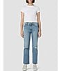 Color:Dest Obsession - Image 3 - Remi Stretch Denim High Rise Distressed Raw Hem Straight Ankle Jeans