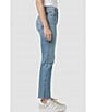 Color:Dest Obsession - Image 4 - Remi Stretch Denim High Rise Distressed Raw Hem Straight Ankle Jeans