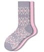 HUE Argyle Stripe Boot Crew Socks, 2-Pack - Image 1