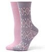 HUE Argyle Stripe Boot Crew Socks, 2-Pack - Image 2