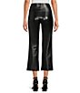 Color:Black - Image 2 - Flat-tering Fit Leather Cropped Flare Leggings