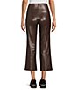 Color:Chocolate Brown - Image 2 - Flat-tering Fit Leather Cropped Flare Leggings