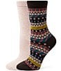 HUE Geo Stripe Boot Crew Sock, 2 Pack - Image 1