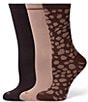 HUE Leopard Crew Socks, 3 Pack - Image 1