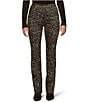 HUE Leopard Denim High Rise Baby Bootcut Leggings - Image 1