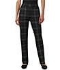 HUE Plaid Pull-On Mid Rise Trouser Leggings, Color:Brown/Black - Image 1
