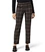 HUE Plaid Pull-On Trouser Leggings, Color:Brown - Image 1