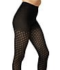HUE Pointelle Diamond Sweater Knit Tights, Color:Black - Image 2