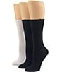 HUE Scalloped Pointelle Crew Sock, 3 Pack, Color:Black/White - Image 2