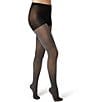HUE Semi-Sheer Shimmer Diamond Control Top Tights, Color:Black - Image 1
