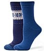 HUE Snowflake Border Crew Socks, 2-Pack - Image 2