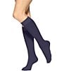 Color:Navy - Image 1 - Soft Opaque Knee High Trouser Socks