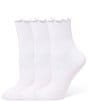 HUE Solid Ruffle Edge Ankle Sock, 3-Pack - Image 3