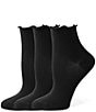 HUE Solid Ruffle Edge Ankle Sock, 3-Pack - Image 1