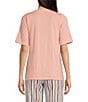 Color:Apricot Blush - Image 2 - Short Sleeve Scoop Neck Coordinating Knit Sleep Tee