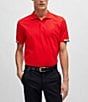 Color:Bright Red - Image 1 - BOSS Parlay 147 Short Sleeve Polo Shirt