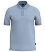 Color:Light Blue - Image 1 - BOSS Slim-Fit Phillipson Two-Tone Short Sleeve Polo Shirt