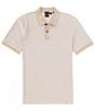 Color:Beige - Image 1 - BOSS Slim-Fit Phillipson Two-Tone Short Sleeve Polo Shirt