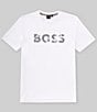 Color:White - Image 1 - BOSS Thompson Digital Print Logo Short Sleeve T-Shirt