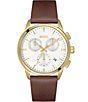 Color:Brown - Image 1 - Dapper Men's Chronograph White Dial Leather Strap Watch