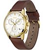 Color:Brown - Image 2 - Dapper Men's Chronograph White Dial Leather Strap Watch