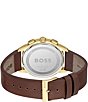 Color:Brown - Image 3 - Dapper Men's Chronograph White Dial Leather Strap Watch