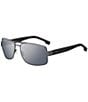 Hugo Boss Men's Boss1761 62mm Polarized Rectangle Sunglasses, Color:Matte Dark Ruthenium - Image 1