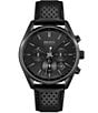 Color:Black - Image 1 - Men's Chronograph Champion Black Perforated Leather Strap Watch