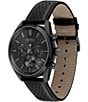 Color:Black - Image 3 - Men's Chronograph Champion Black Perforated Leather Strap Watch