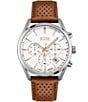 Color:Brown - Image 1 - Men's Chronograph Champion Brown Perforated Leather Strap Watch