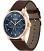Color:Brown - Image 2 - Men's Contender Multifunction Brown Leather Strap Watch