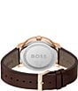 Color:Brown - Image 3 - Men's Contender Multifunction Brown Leather Strap Watch