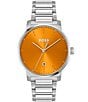 Color:Silver/Orange - Image 1 - Men's Dean Quartz Analog Stainless Steel Bracelet Watch
