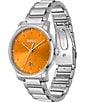 Color:Silver/Orange - Image 2 - Men's Dean Quartz Analog Stainless Steel Bracelet Watch