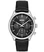 Hugo Boss Men's Gregor Quartz Chronograph Black Leather Strap Watch, Color:Black - Image 1