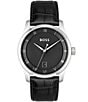 Color:Black - Image 1 - Men's Principle Quartz Analog Black Leather Strap Watch