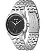 Color:Silver - Image 2 - Men's Principle Quartz Analog Stainless Steel Black Dial Bracelet Watch