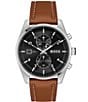Color:Brown - Image 1 - Men's Skytraveller Chronograph Brown Leather Strap Watch