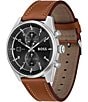 Color:Brown - Image 2 - Men's Skytraveller Chronograph Brown Leather Strap Watch