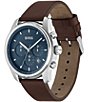 Color:Brown - Image 2 - Men's Tace Quartz Chronograph Brown Leather Strap Watch