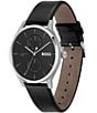 Color:Black - Image 2 - Men's Tyler Multifunction Black Leather Strap Watch